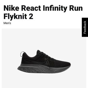 Nike React Infinity Run Flyknit 2  -  Black/Black-Black-Iron Grey  Men’s 6.5